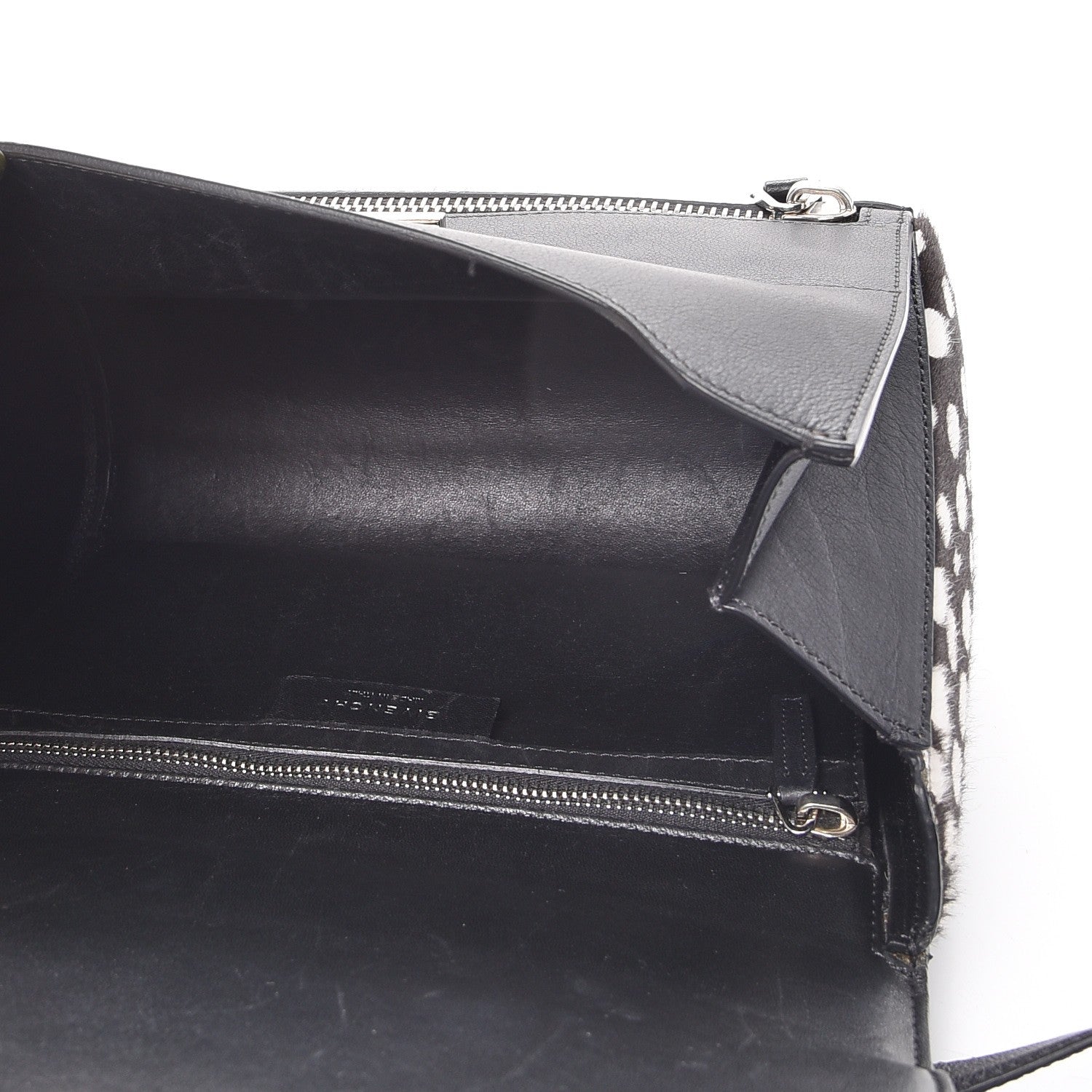 Givenchy Calf Hair Polka Dot Print Medium Pandora Box Crossbody Bag Black White. 5 of 7
