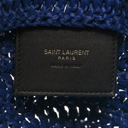 Saint Laurent Raffia Rive Gauche Tote Blue 6 of 10