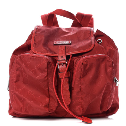 Gucci Nylon Monogram Dollar Calfskin Medium Light Single Buckle Backpack Vibrant Red 1 of 11
