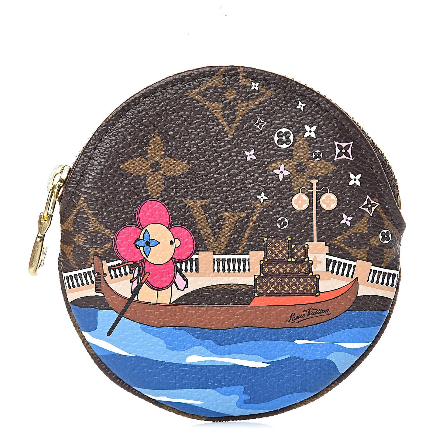 Monogram 2019 Christmas Animation Round Coin Purse Blue