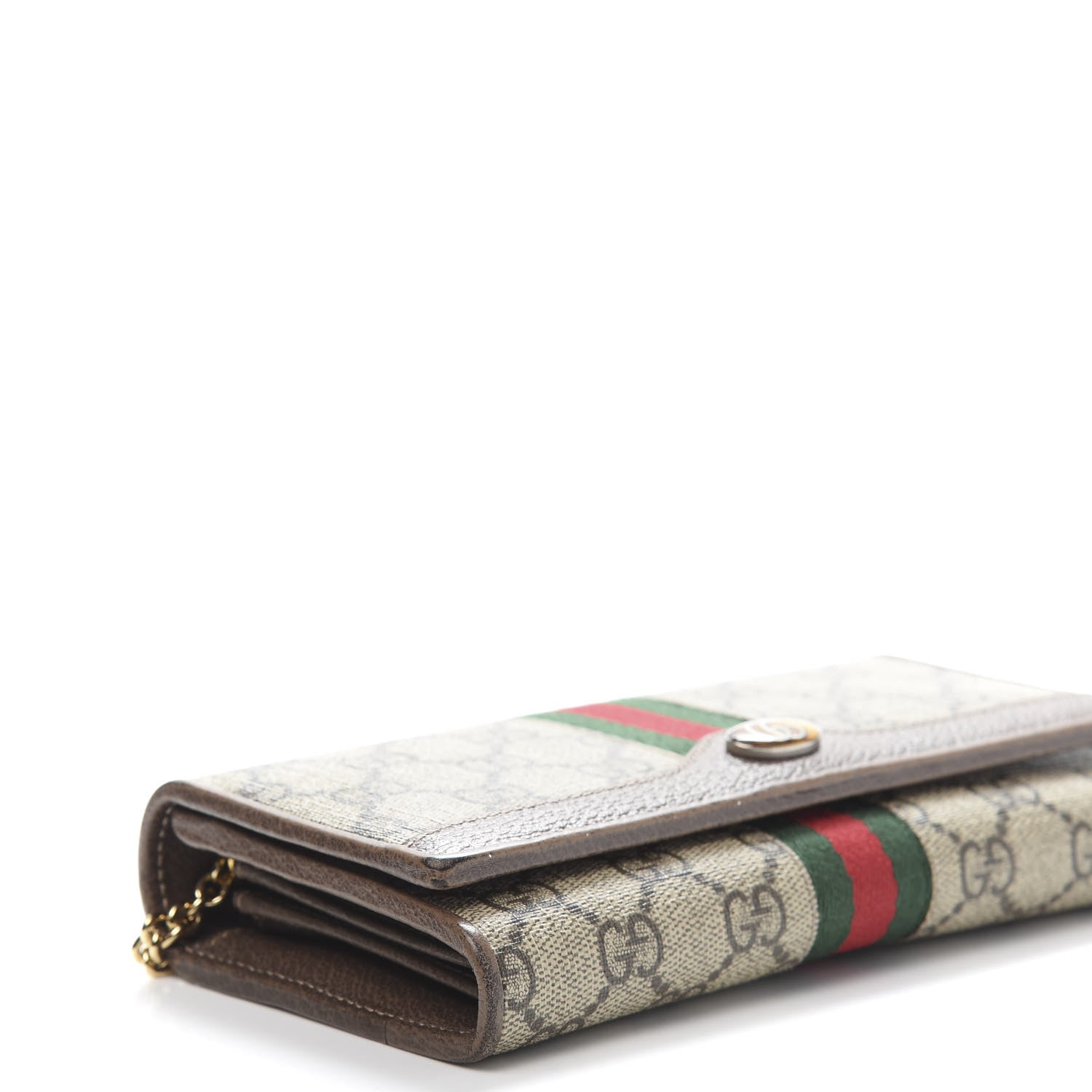 Gucci GG Supreme Monogram Web Ophidia Wallet On Chain Brown 6 of 14