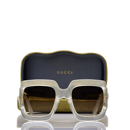 Gucci Glitter Acetate Square Frame Sunglasses GG0053S Silver 8 of 8