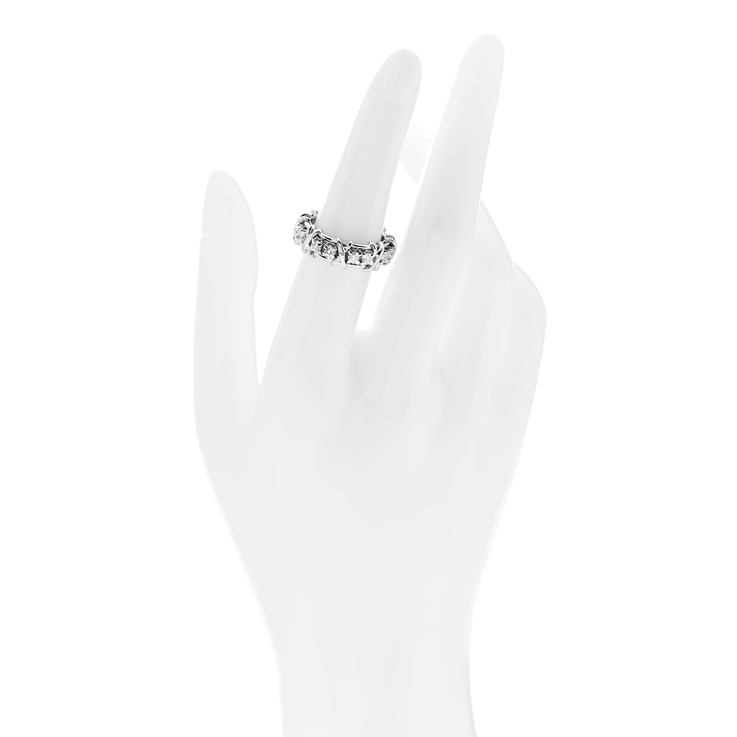 Tiffany Platinum Diamond Schlumberger Sixteen Stone Ring 53 6.25 2 of 6