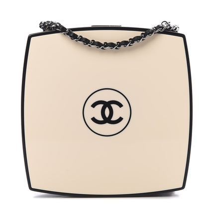 Chanel Plexiglass Compact Box Clutch Black Ivory 1 of 10