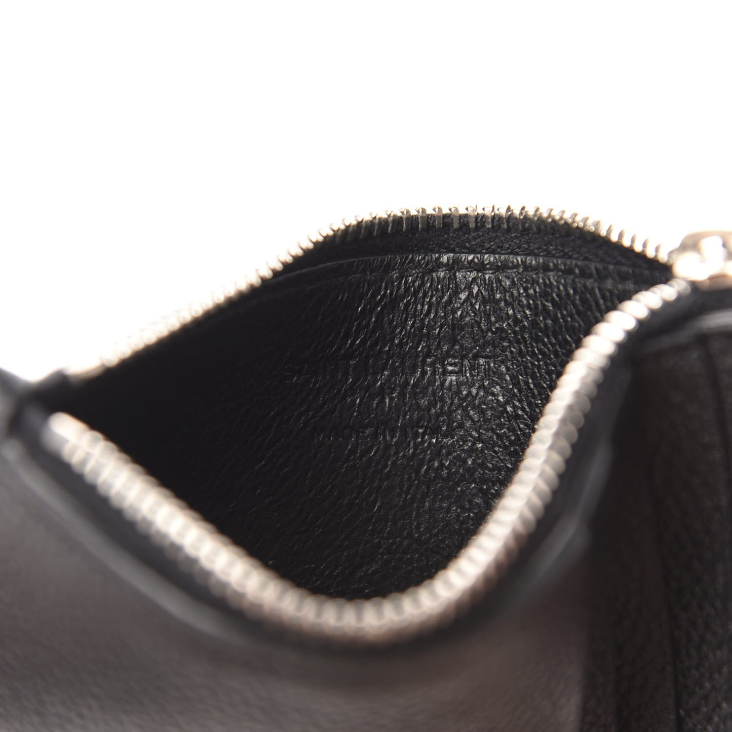 Grained Calfskin 5 Fragments Zip Pouch Card Holder Black