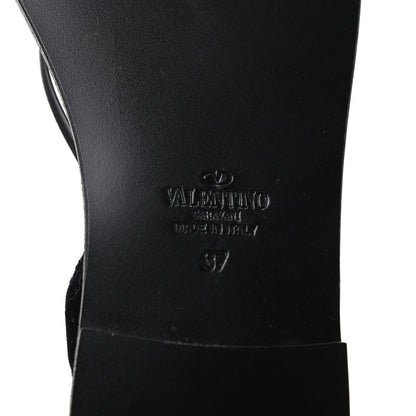 Valentino Garavani Velvet Lace Up Flat Sandals 37 Black 7 of 8
