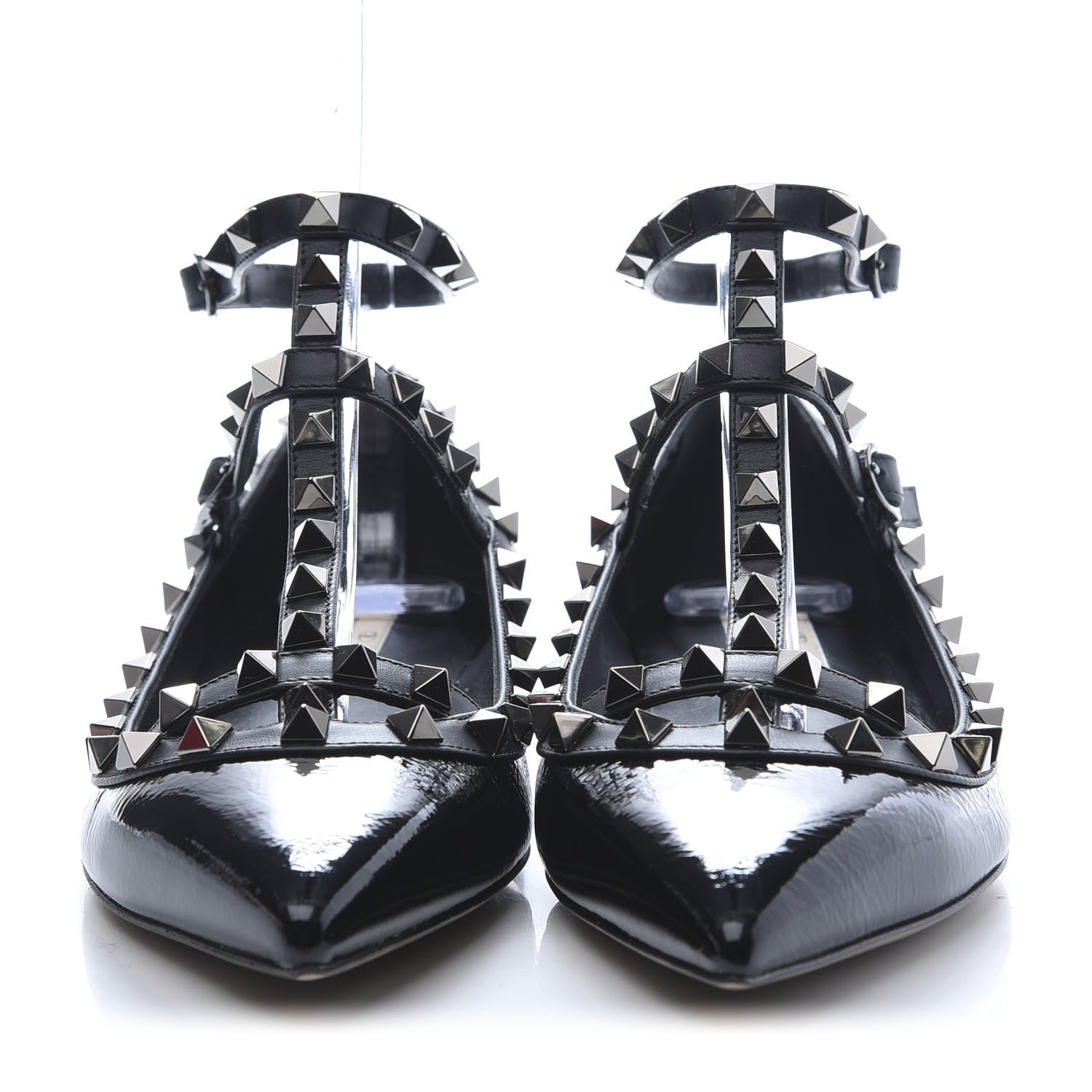 Valentino Garavani Patent Rockstud Cage Ballerina Flats 37.5 Black 2 of 9