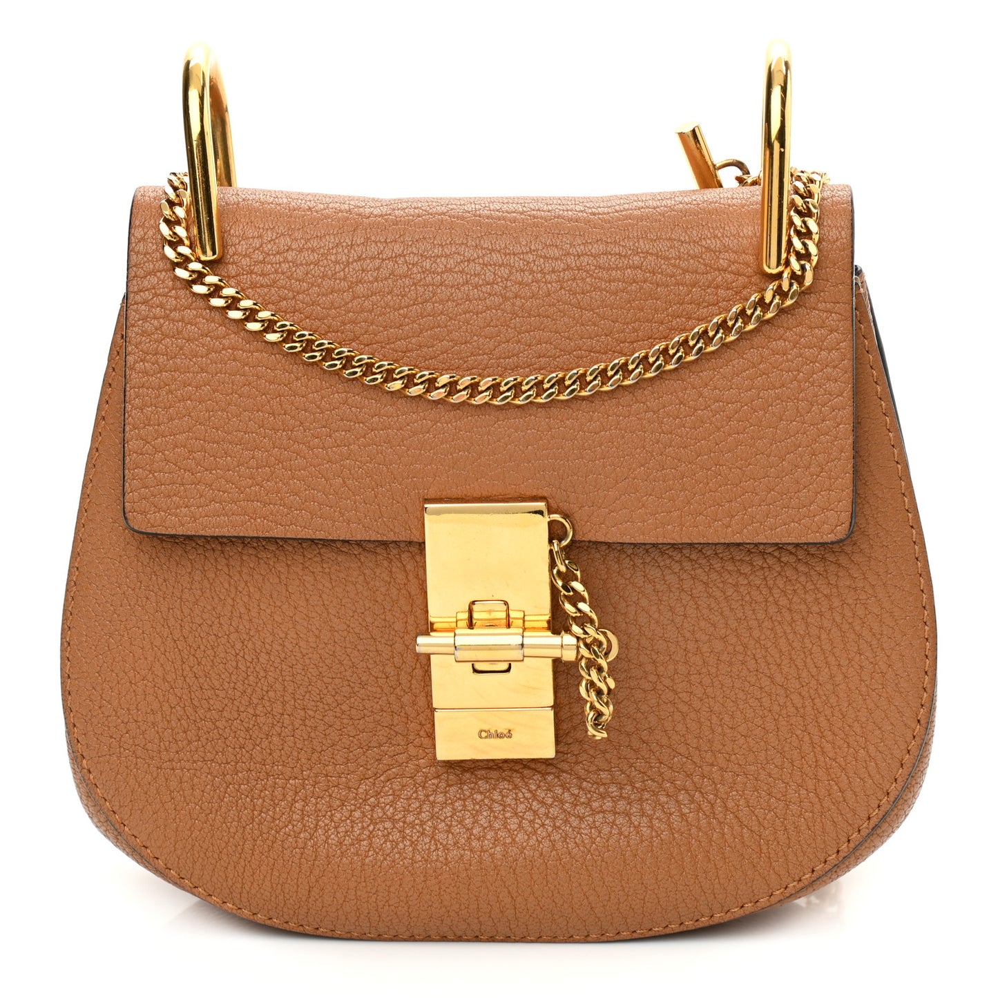 Grained Lambskin Mini Drew Shoulder Bag Caramel