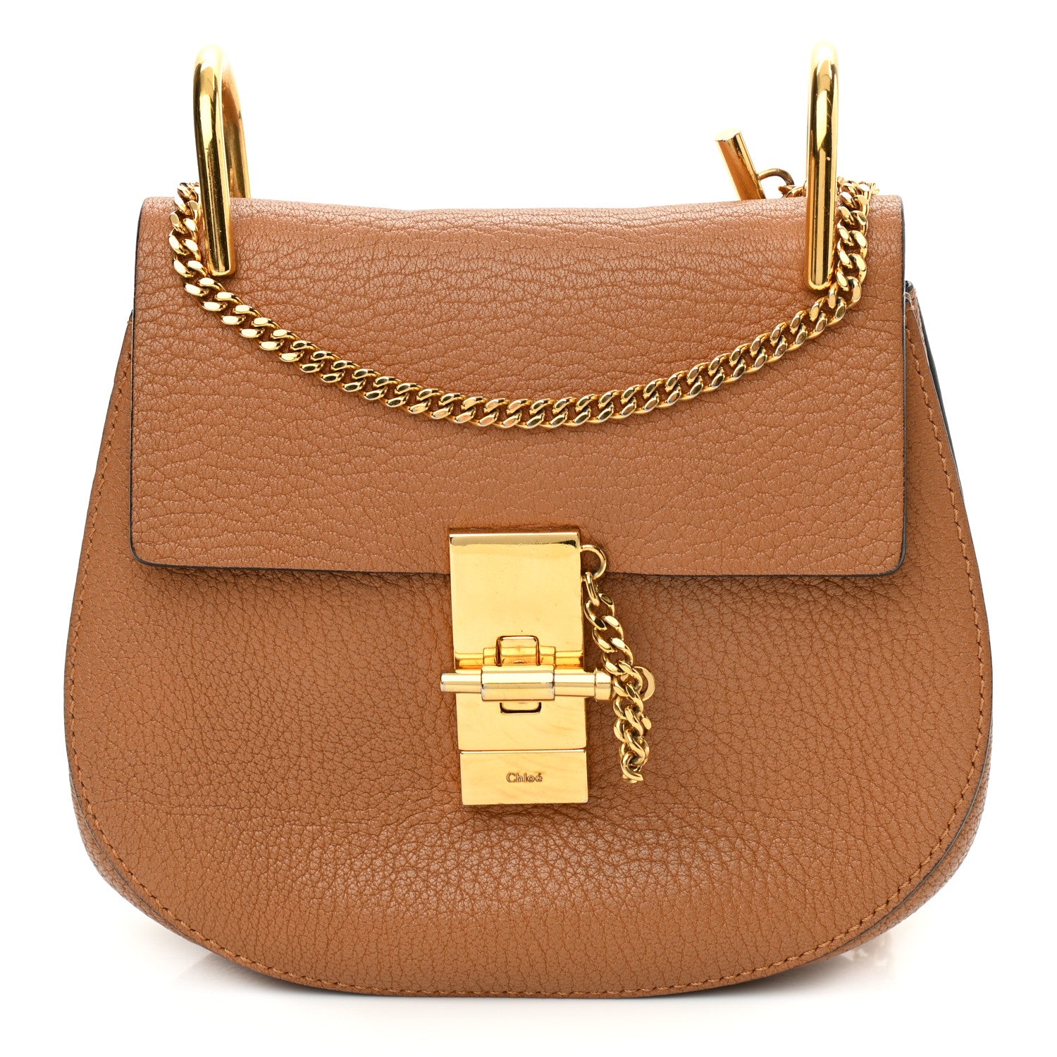 Chloe Grained Lambskin Mini Drew Shoulder Bag Caramel 1 of 11