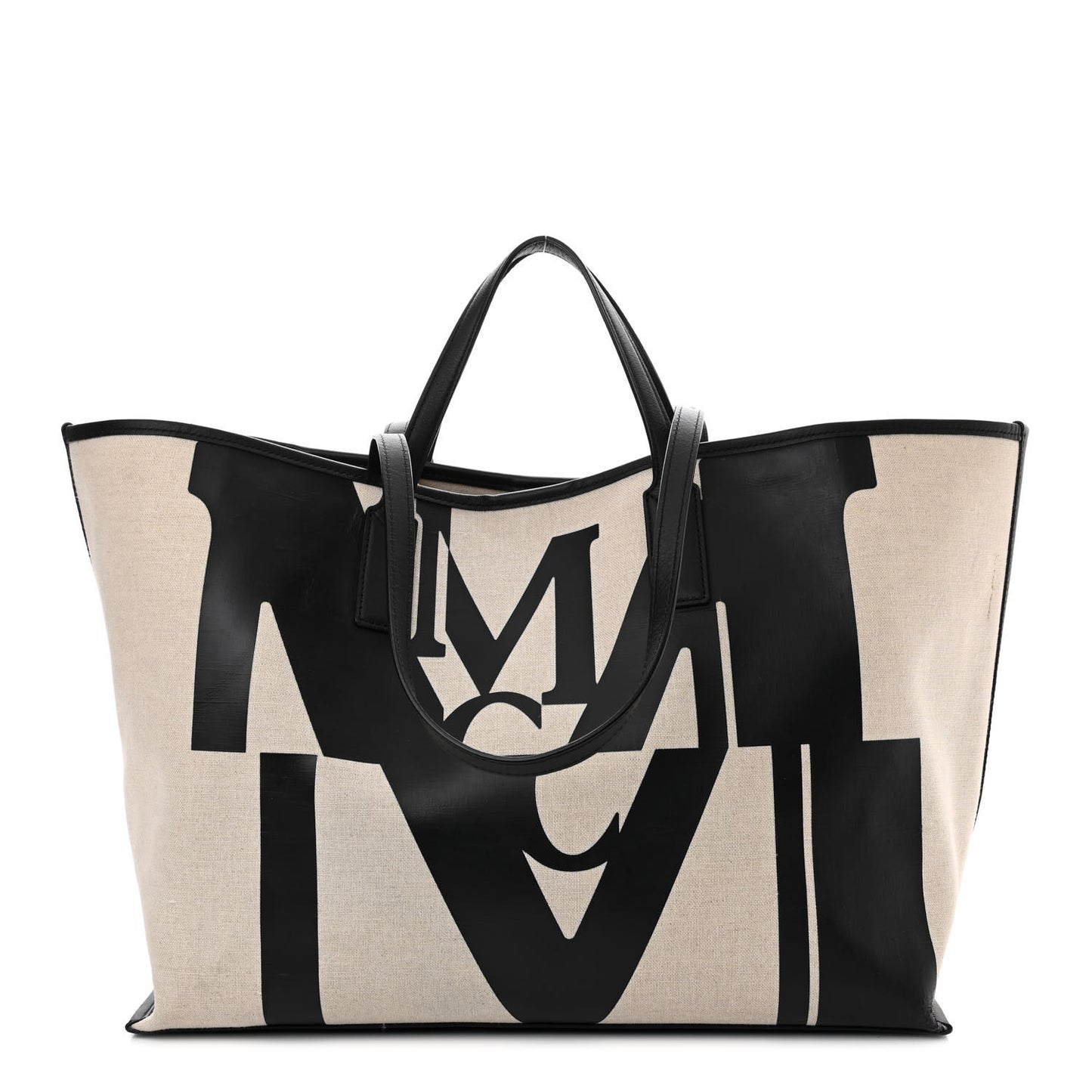 Canvas Glitch Logo Medium Aren Shopper Tote Black White