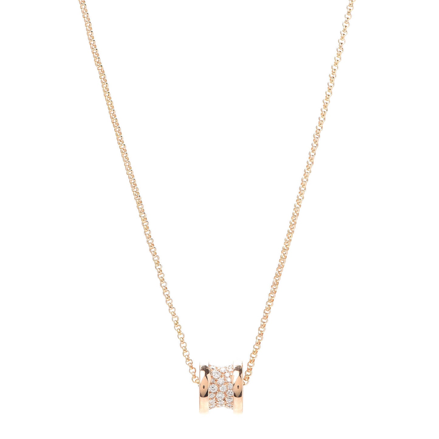 18K Rose Gold Diamond Small B.Zero1 Pave Pendant Necklace