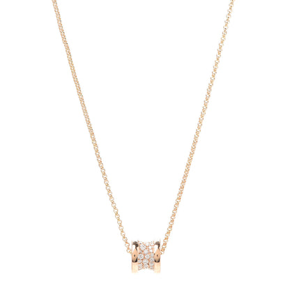 Bulgari 18K Rose Gold Diamond Small B.Zero1 Pave Pendant Necklace 1 of 7