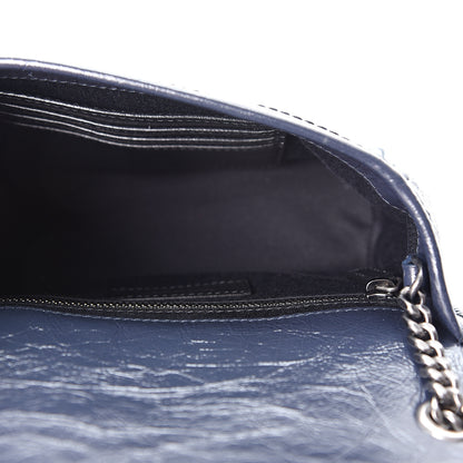 Saint Laurent Crinkled Calfskin Matelasse Monogram Niki Chain Wallet Deep Marine 4 of 9