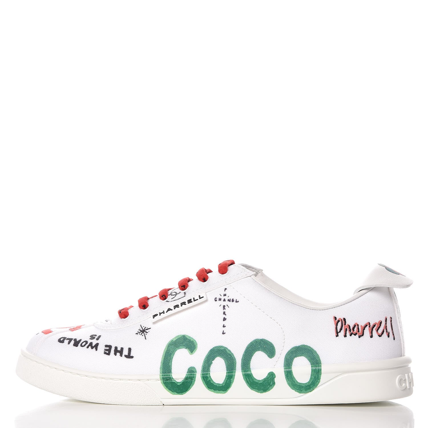 Chanel Canvas Printed Pharrell Sneakers 42 White Multicolor 1 of 17