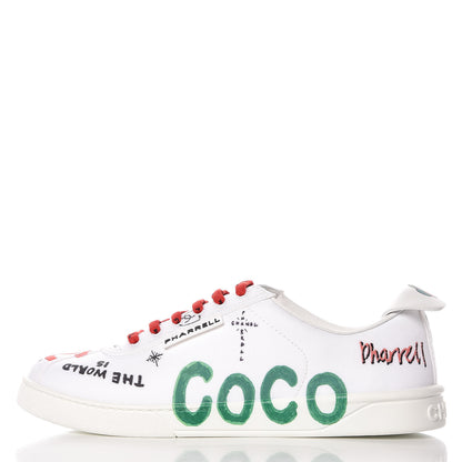 Chanel Canvas Printed Pharrell Sneakers 42 White Multicolor 1 of 17