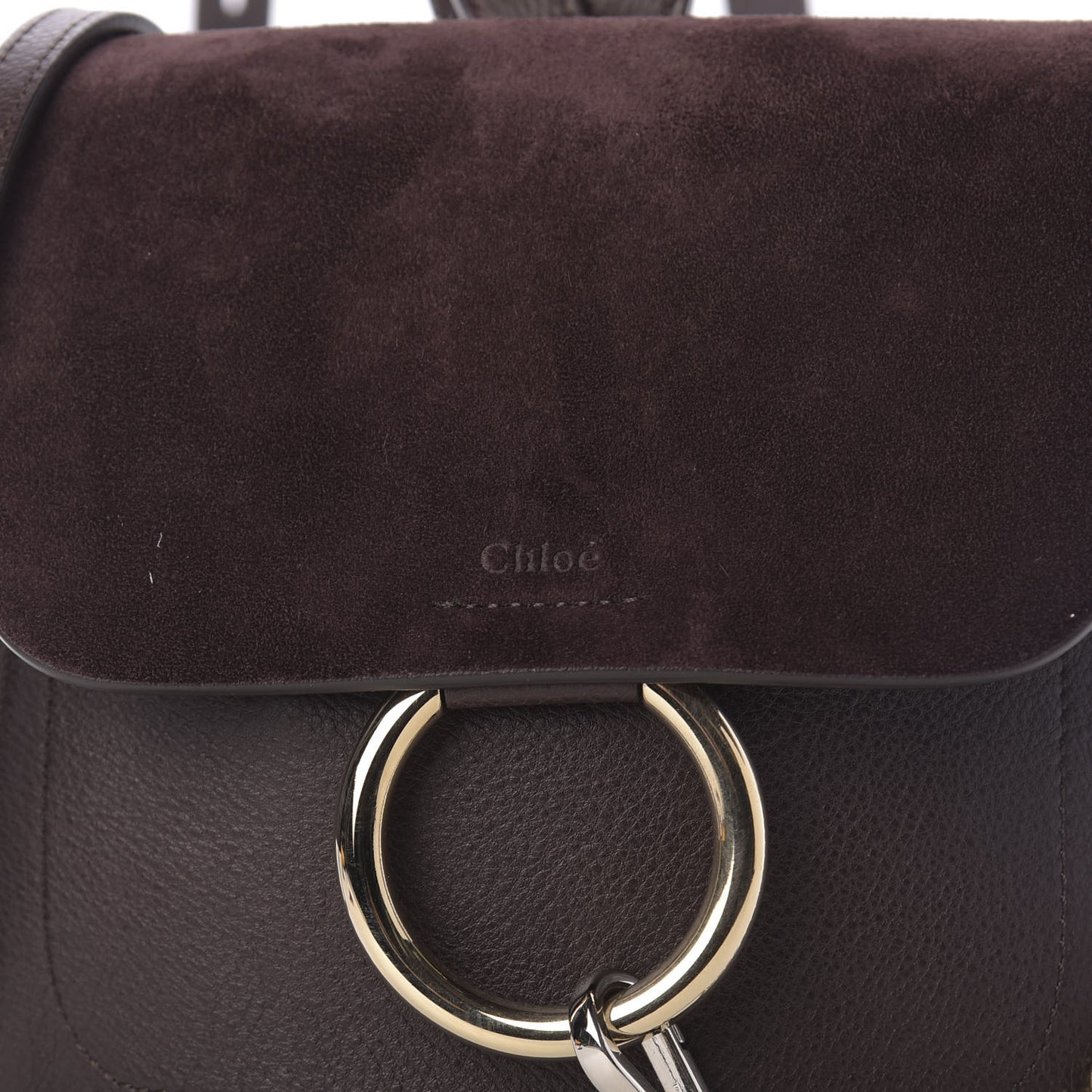 Suede Calfskin Small Faye Backpack Carbon Brown