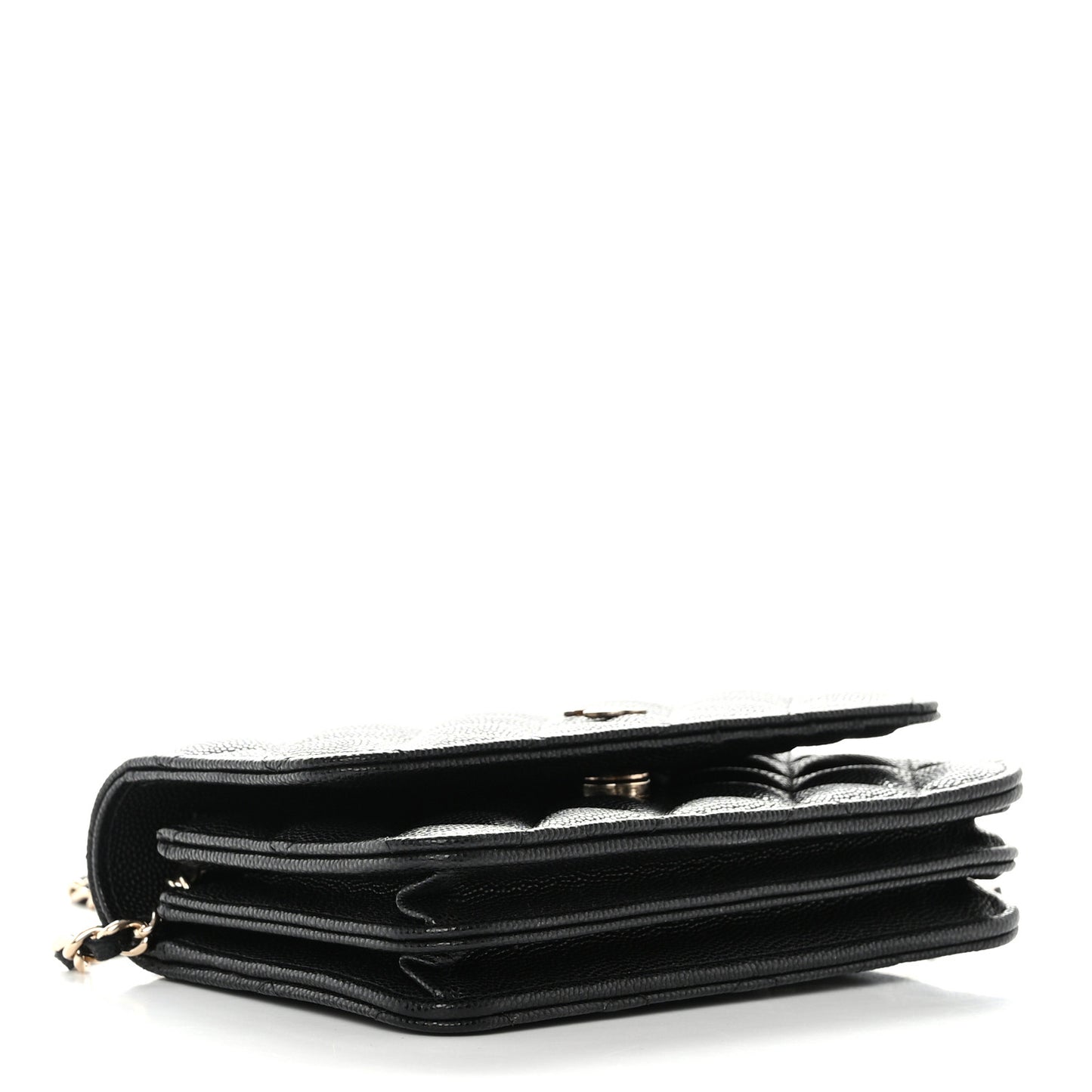 Caviar Quilted Mini Wallet On Chain WOC Black