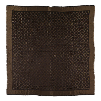 Louis Vuitton Silk Wool So Shine Monogram Shawl Gold 1 of 5