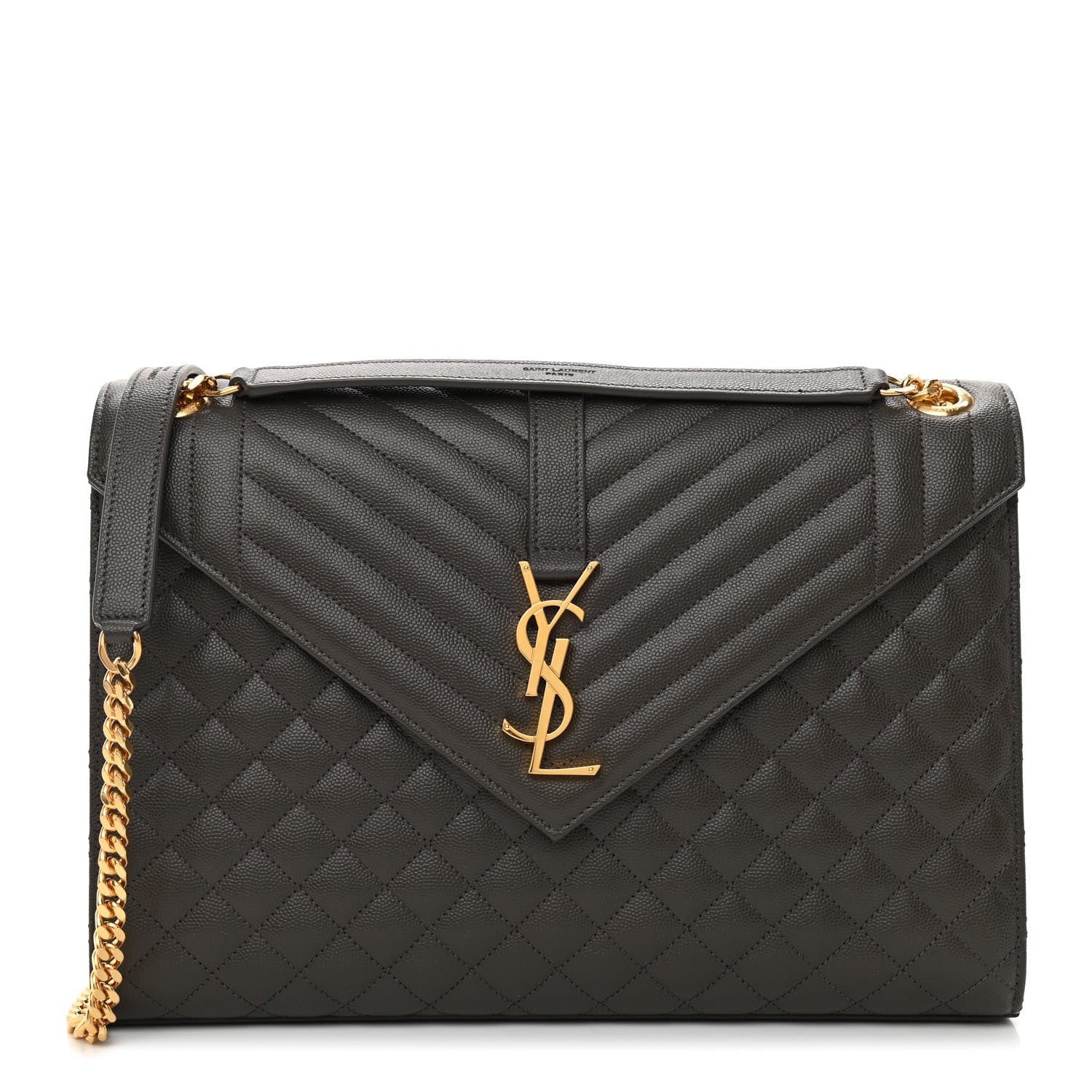 Saint Laurent Grain De Poudre Textured Mixed Matelasse Large Triquilt Monogram Satchel Pebble 1 of 7