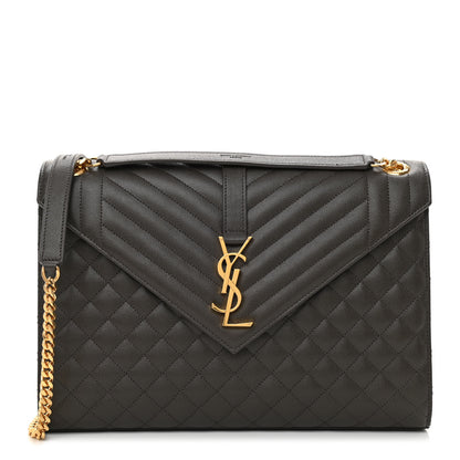 Saint Laurent Grain De Poudre Textured Mixed Matelasse Large Triquilt Monogram Satchel Pebble 1 of 7