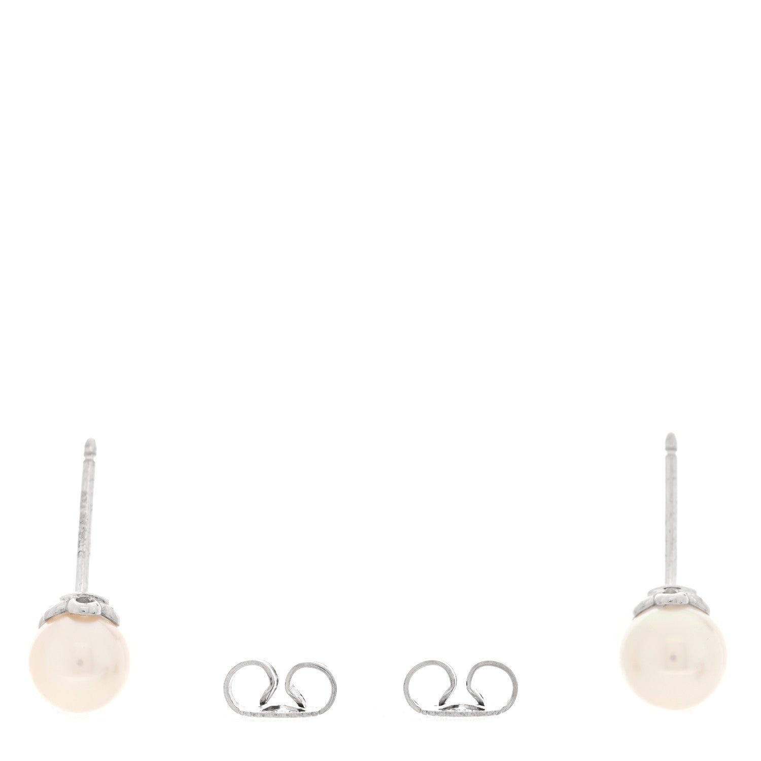 Tiffany 18K White Gold Diamond Akoya Cultured Pearl 6.5-7mm Signature Earrings 3 of 5