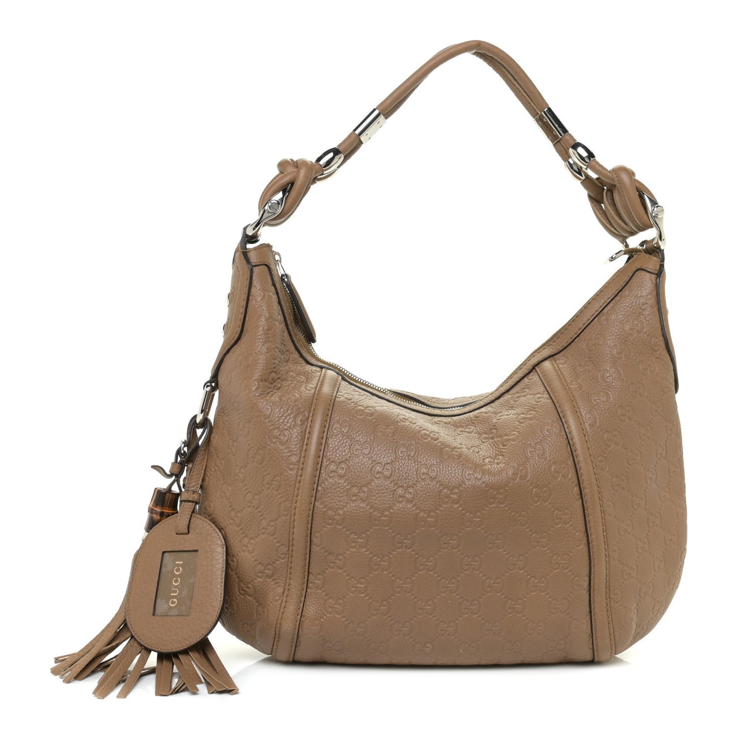 Guccissima Medium Techno Horsebit Hobo Taupe
