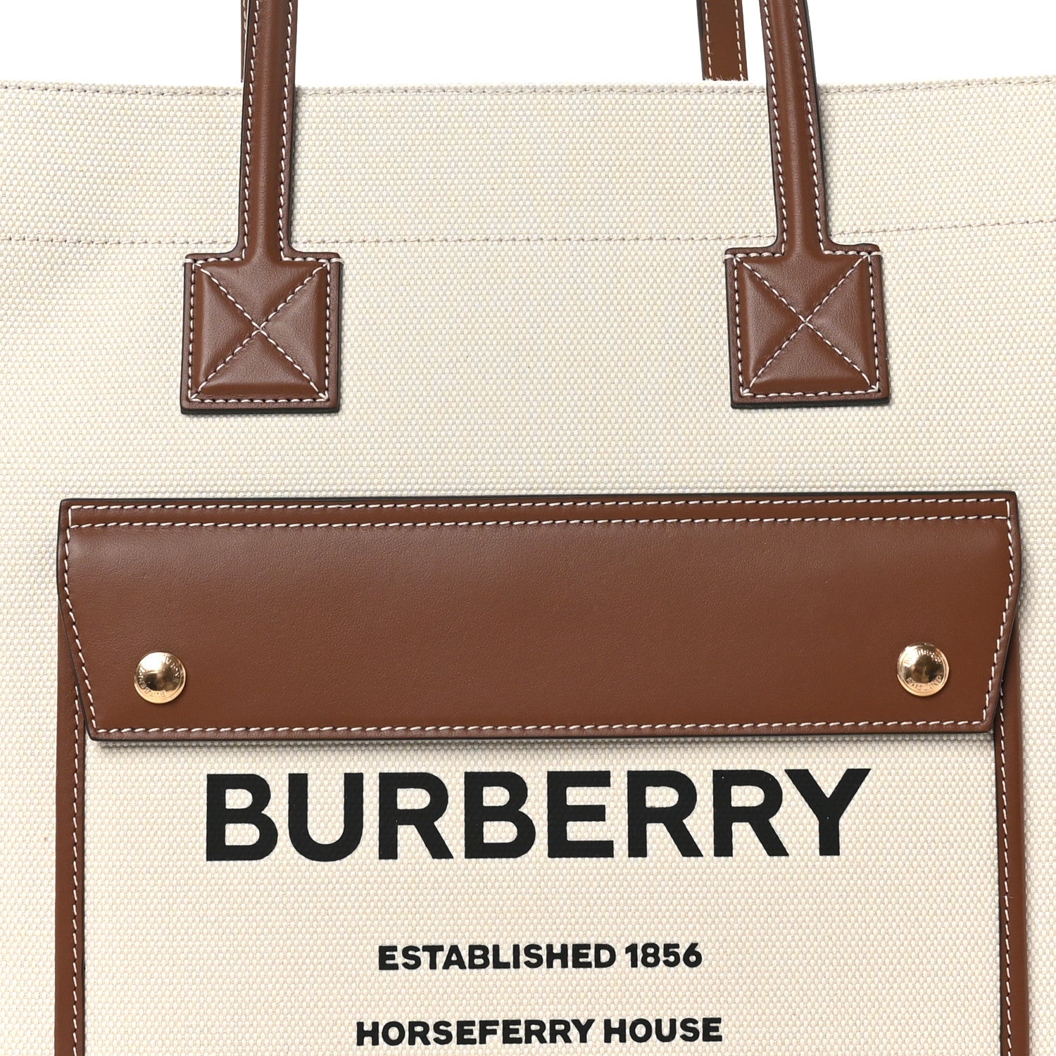 Burberry Canvas Smooth Calfskin Medium Two Tone Freya Tote Brown 7 of 9
