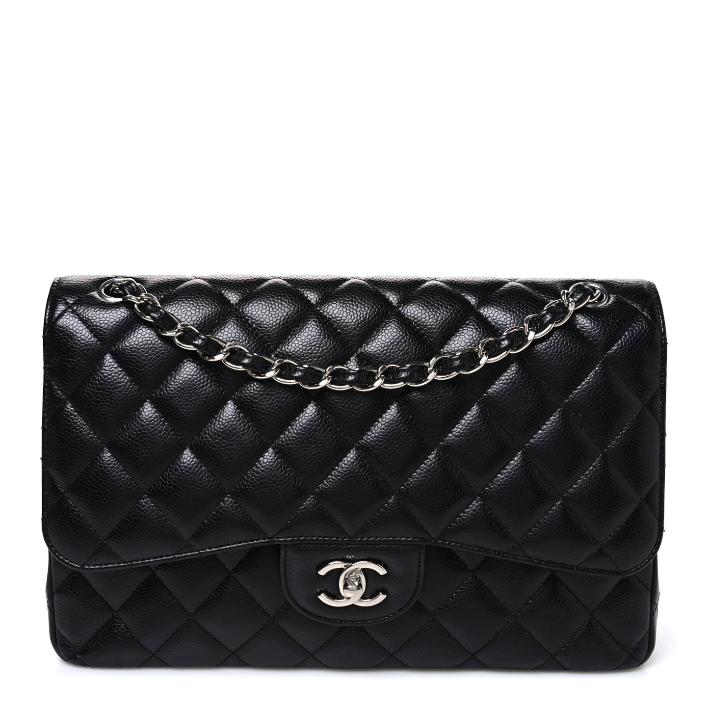 Caviar Quilted Jumbo Double Flap Black