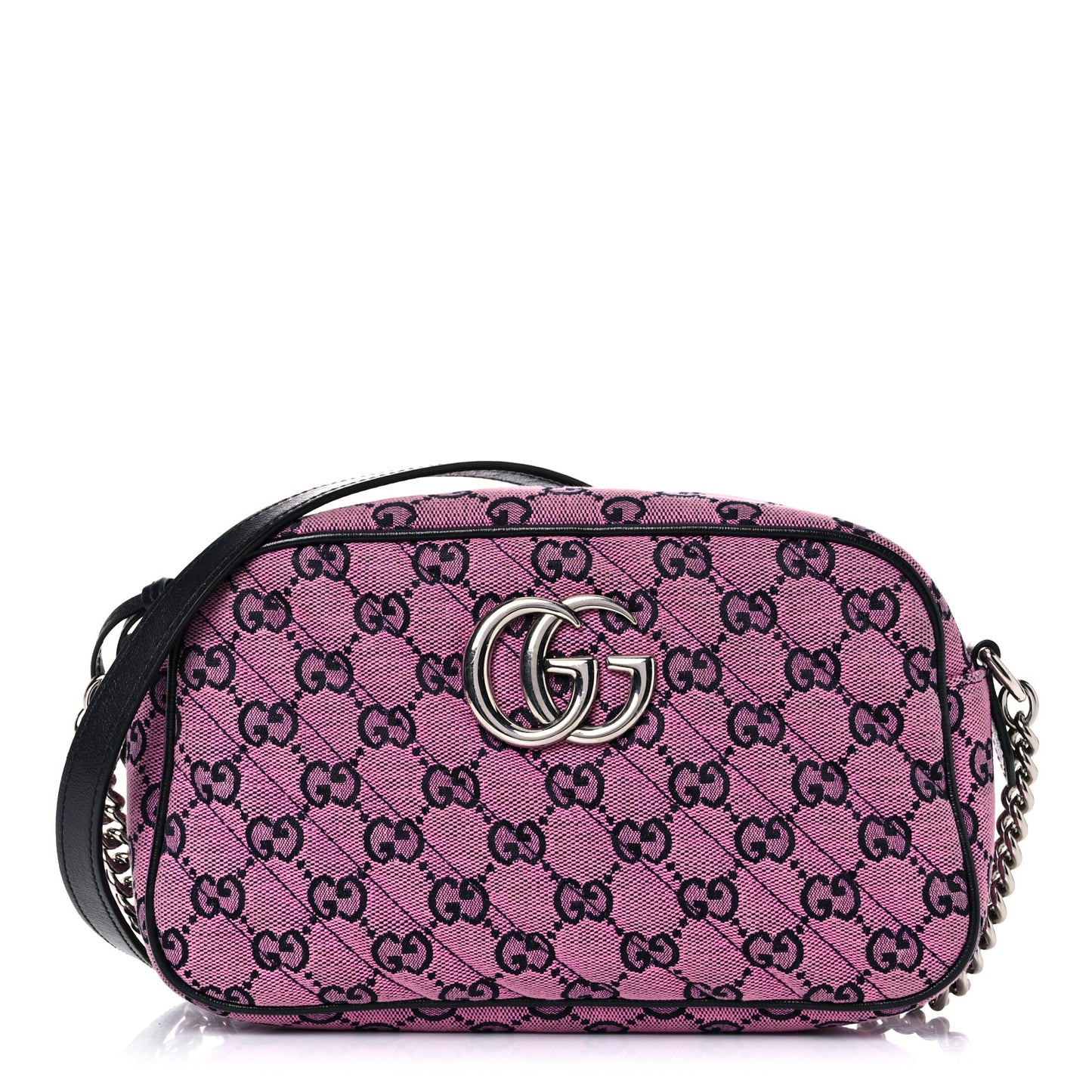Monogram Multicolor Matelasse Diagonal Small GG Marmont Chain Shoulder Bag Pink Blue