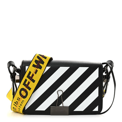 Off-White Saffiano Striped Mini Diag Binder Clip Bag Black White Yellow 1 of 14