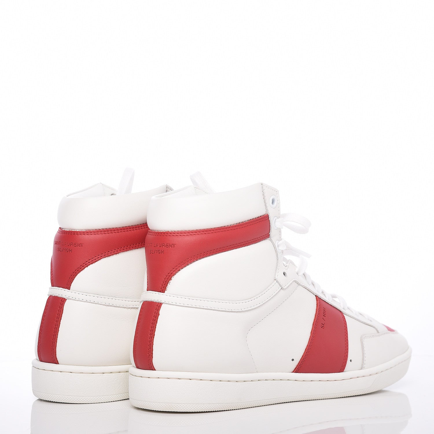 Saint Laurent Calfskin Court Classic SL/10H High Top Sneakers 41 White Red 3 of 8