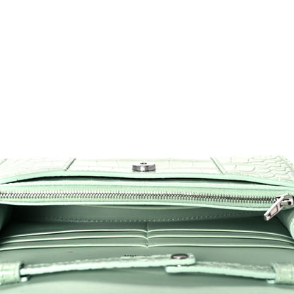 Balenciaga Shiny Calfskin Crocodile Embossed Hourglass Chain Bag Light Green 4 of 10