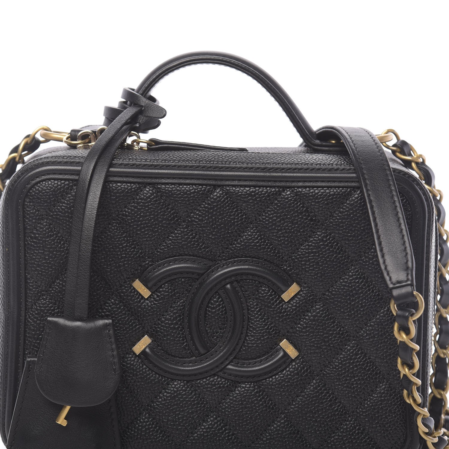 Chanel Caviar Quilted Medium CC Filigree Vanity Case Black 10 of 11