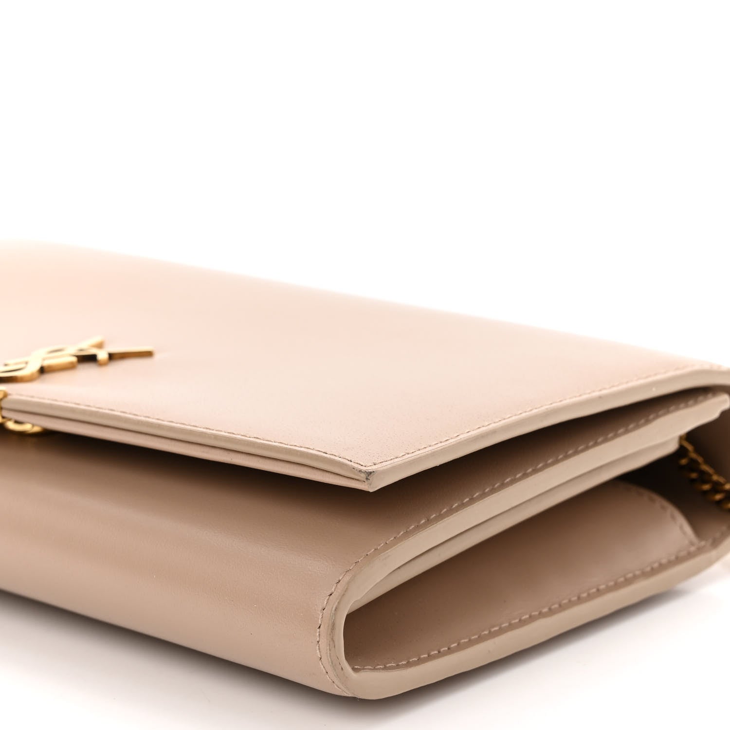 Saint Laurent Glossy Calfskin Monogram Chain Wallet Dark Beige 9 of 9