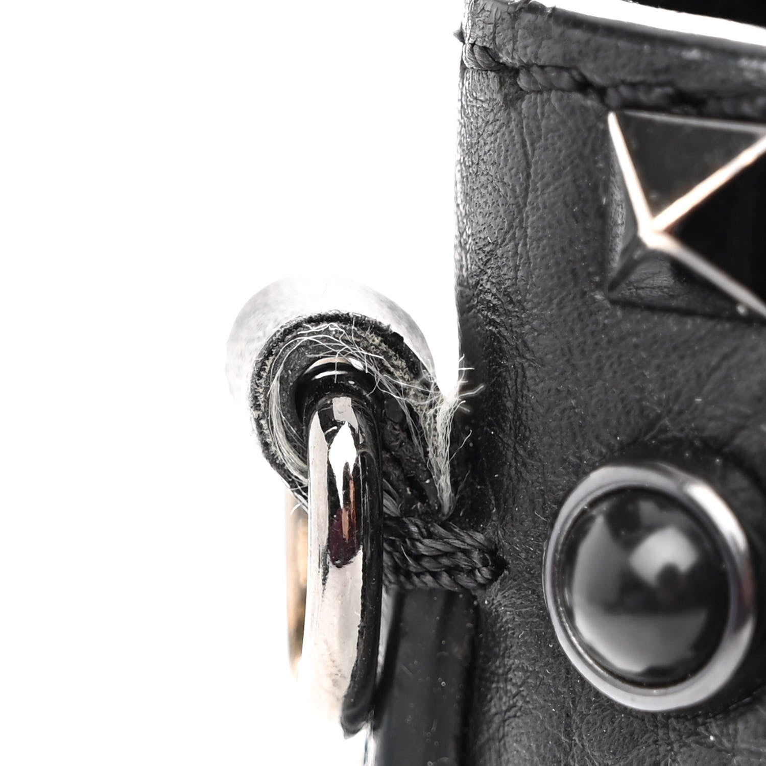 Valentino Garavani Pebbled Calfskin Onyx Medium Rockstud Rolling Flap Saddle Bag Black 12 of 14