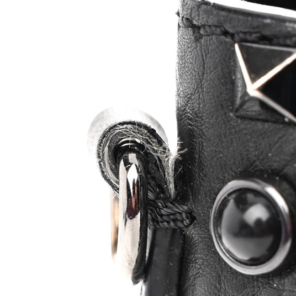 Valentino Garavani Pebbled Calfskin Onyx Medium Rockstud Rolling Flap Saddle Bag Black 12 of 14