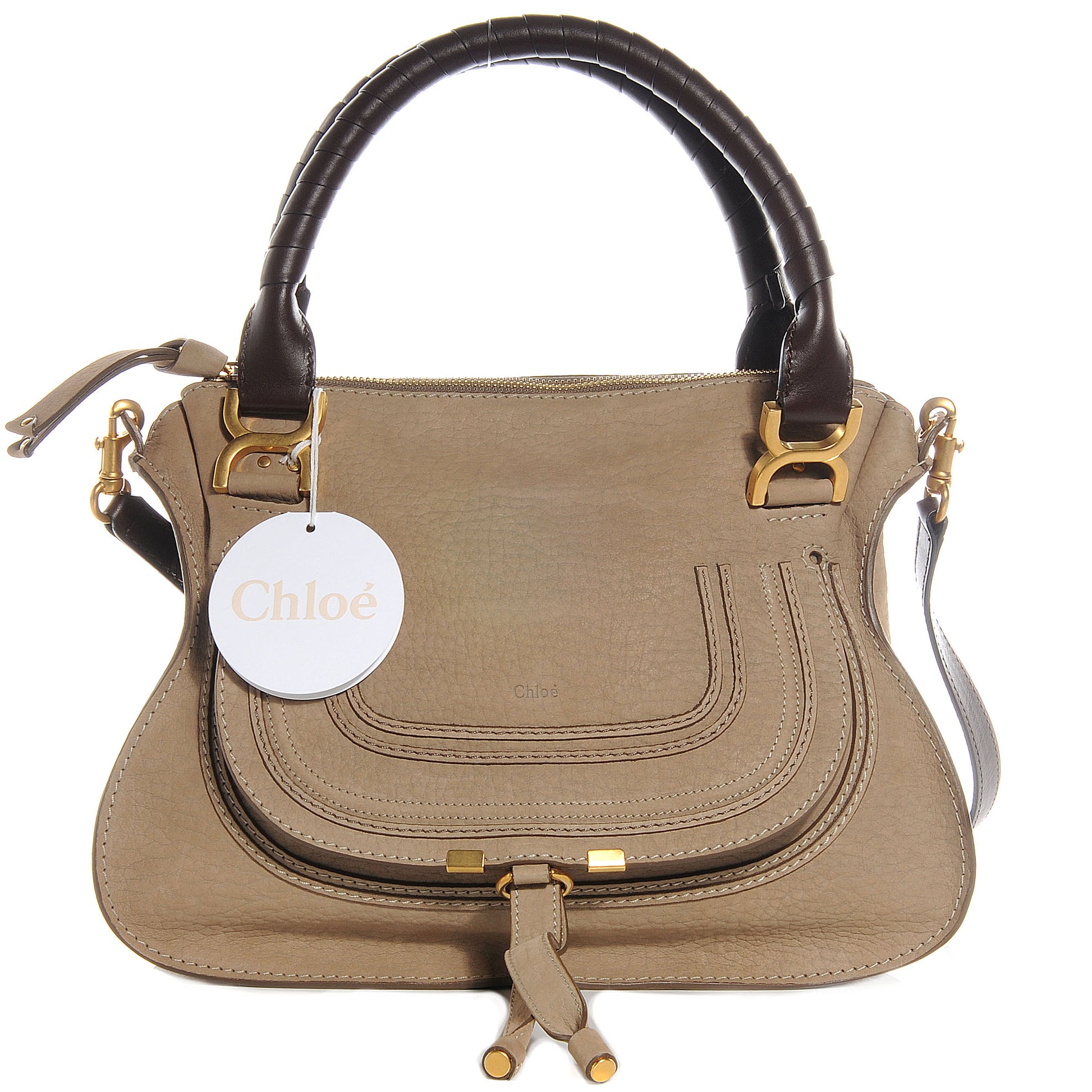 Chloe Nubuck Calfskin Large Marcie Satchel Greige 1 of 7