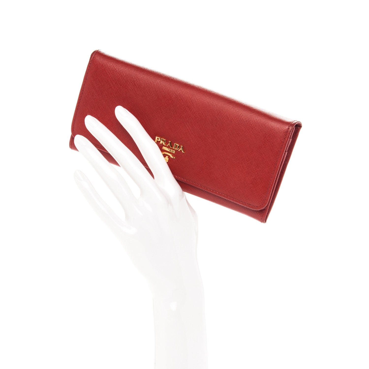 Prada Saffiano Metal Continental Flap Wallet Fuoco 2 of 8