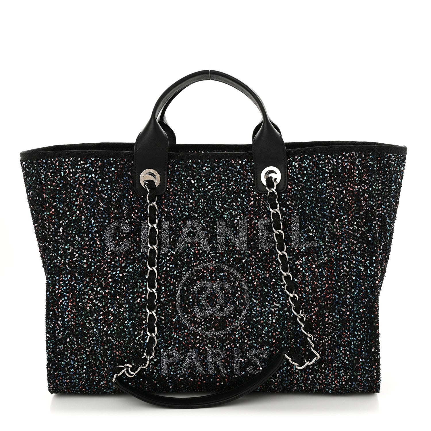 Chanel Viscose Sequins Medium Deauville Tote Black 1 of 10