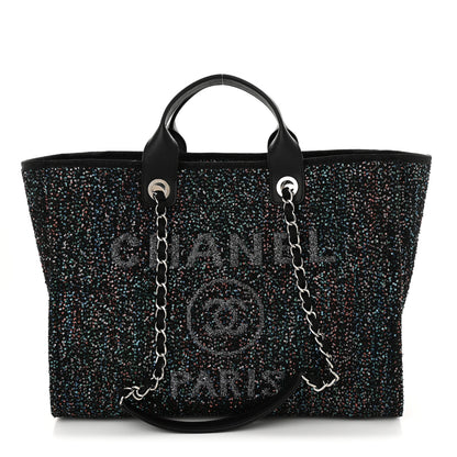 Chanel Viscose Sequins Medium Deauville Tote Black 1 of 10