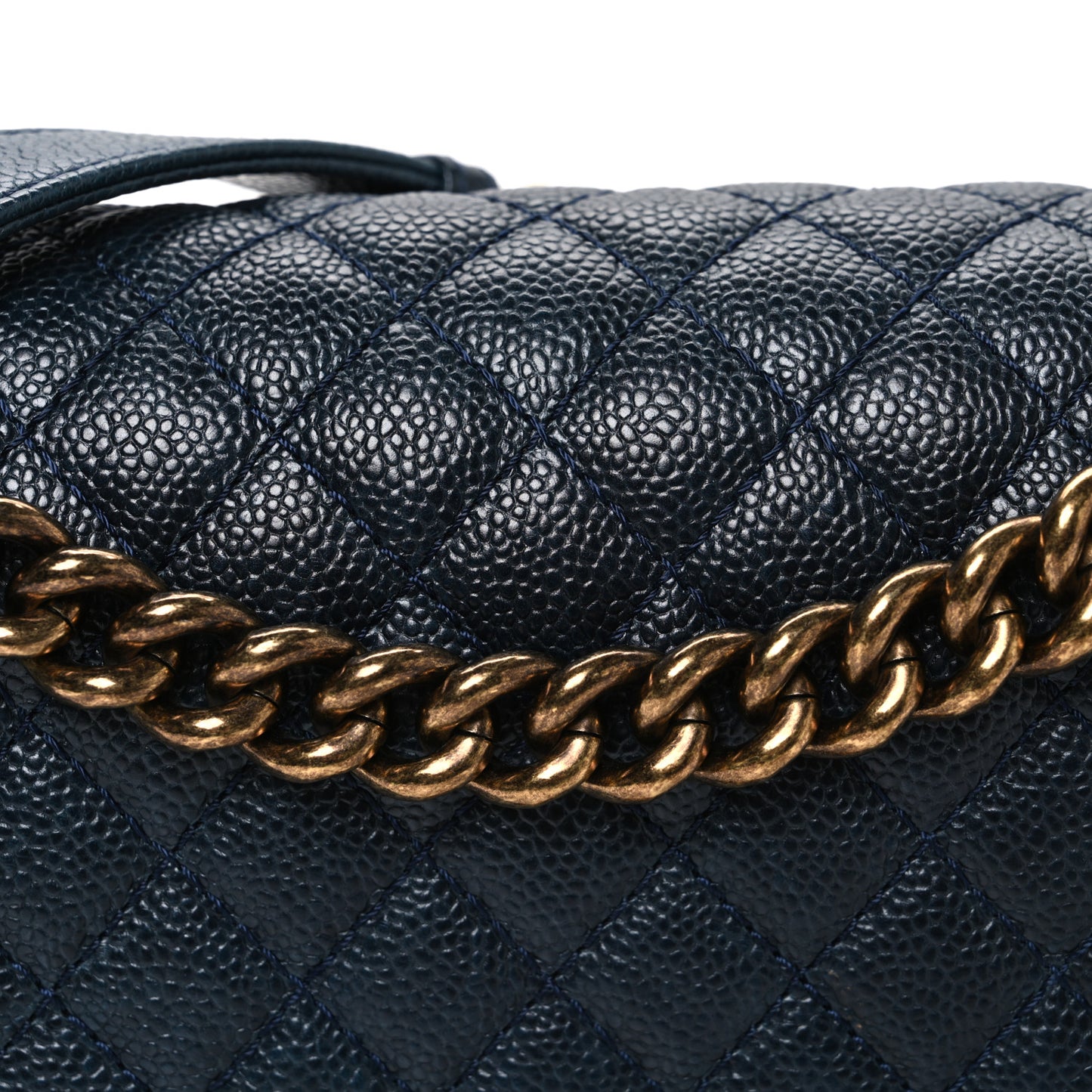 Caviar Quilted Medium Boy Flap Navy