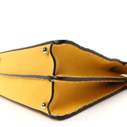 Fendi Vitello Granato Camoscio Selleria Macro Stitchings Medium Peekaboo I SEE U Satchel Mimosa 9 of 9