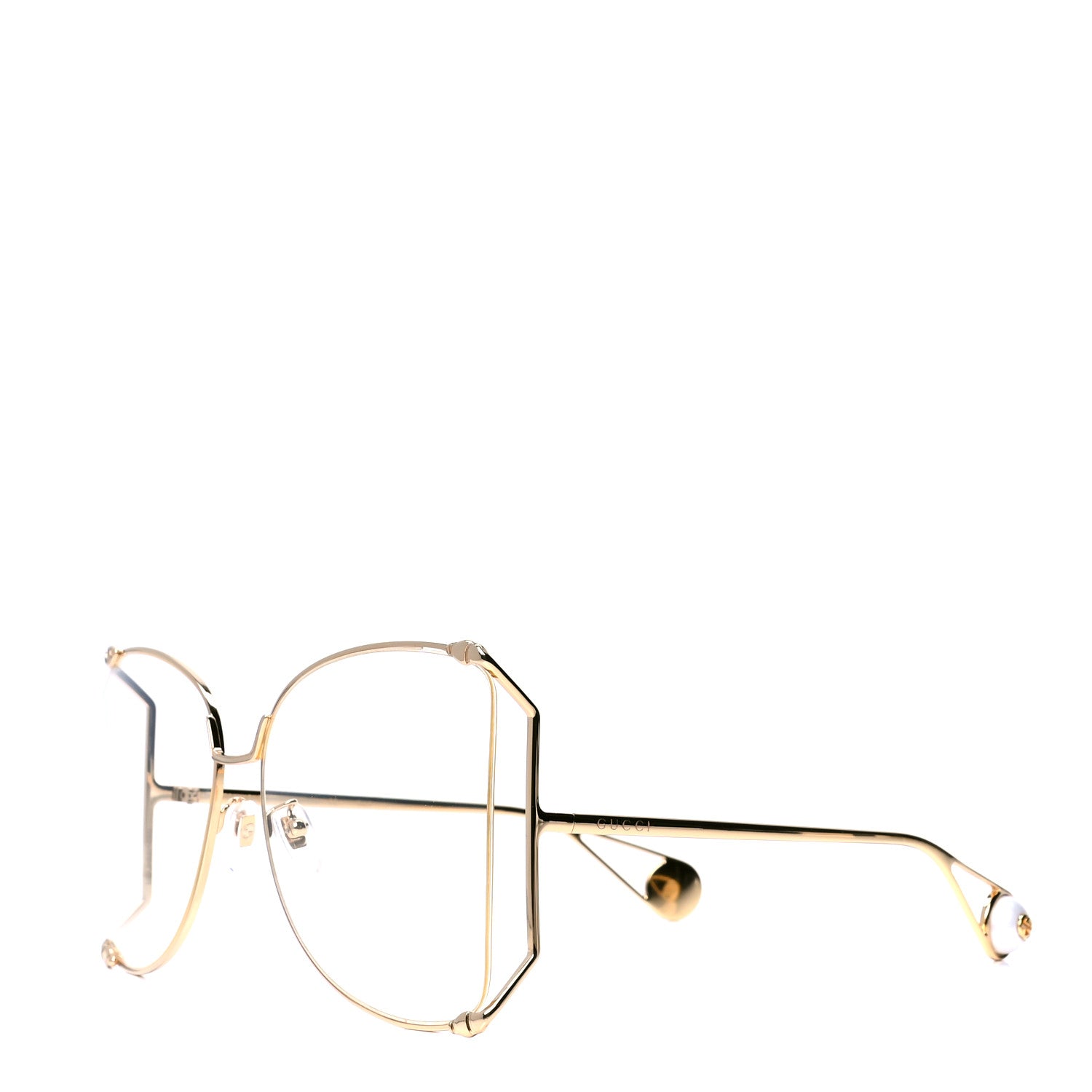 Gucci Metal Oversized Round Sunglasses GG0252S Gold 1 of 4