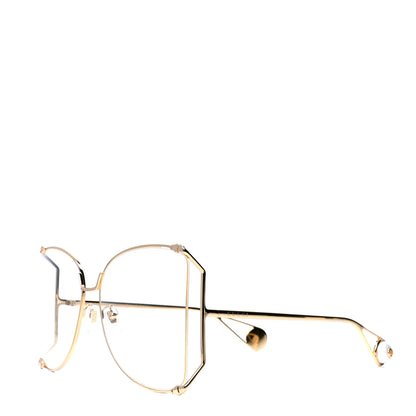 Gucci Metal Oversized Round Sunglasses GG0252S Gold 1 of 4