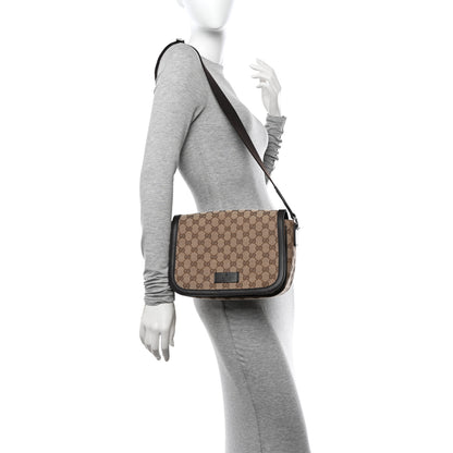 Gucci Monogram Flap Messenger Bag Beige Dark Brown 2 of 14