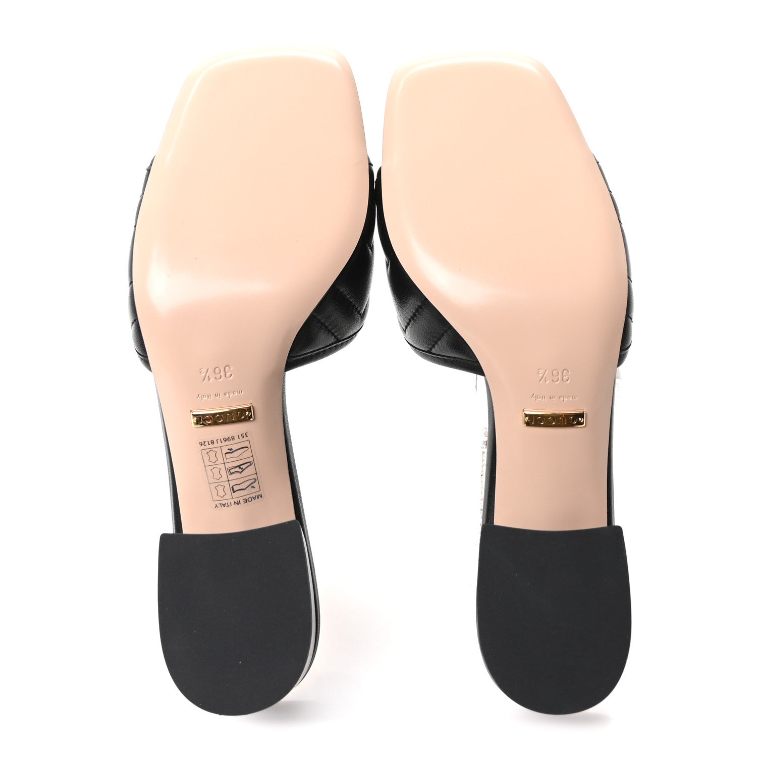 Gucci Nappa Matelasse GG Marmont 55mm Slide Sandals 36.5 Black
