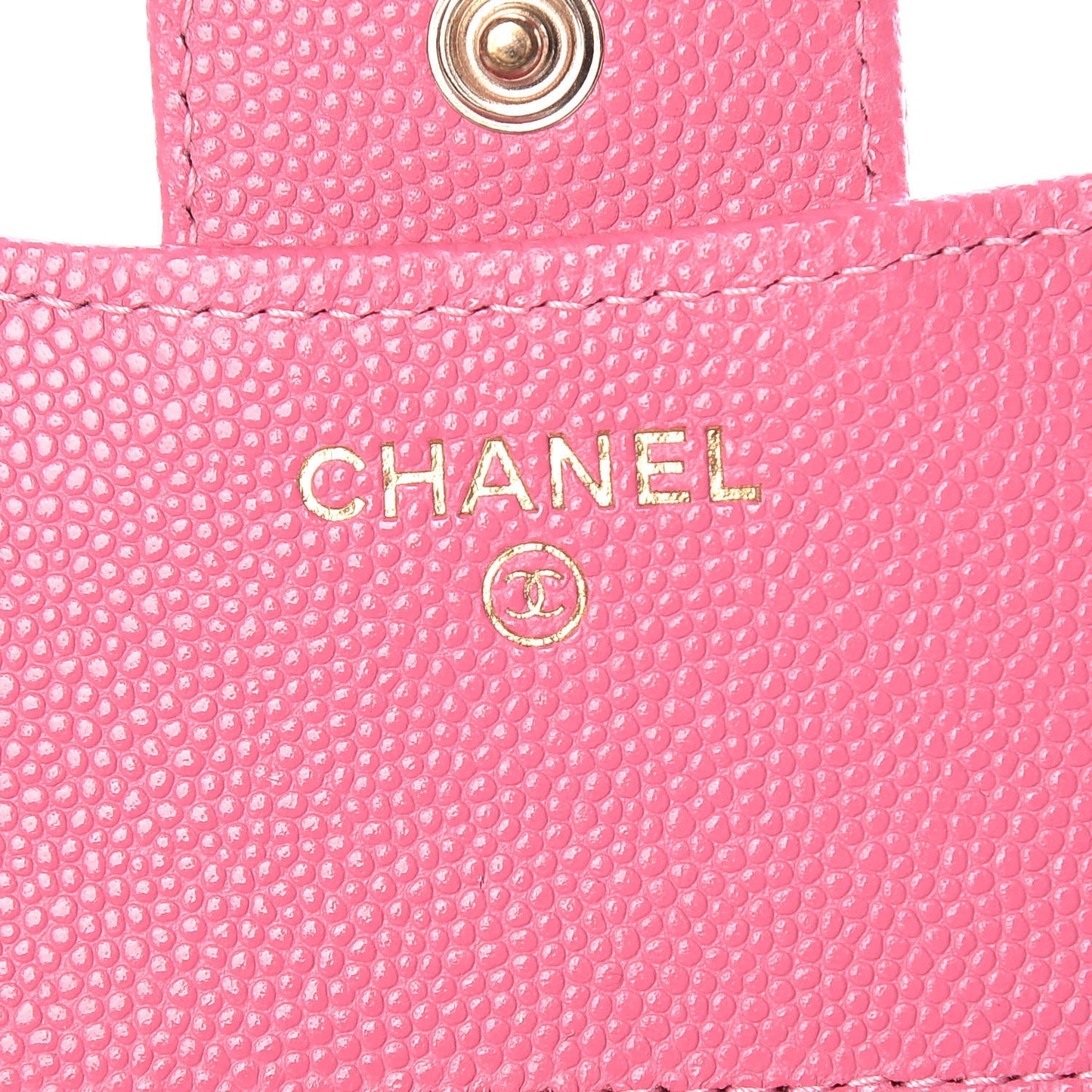 Caviar Quilted Compact Flap Wallet Pink