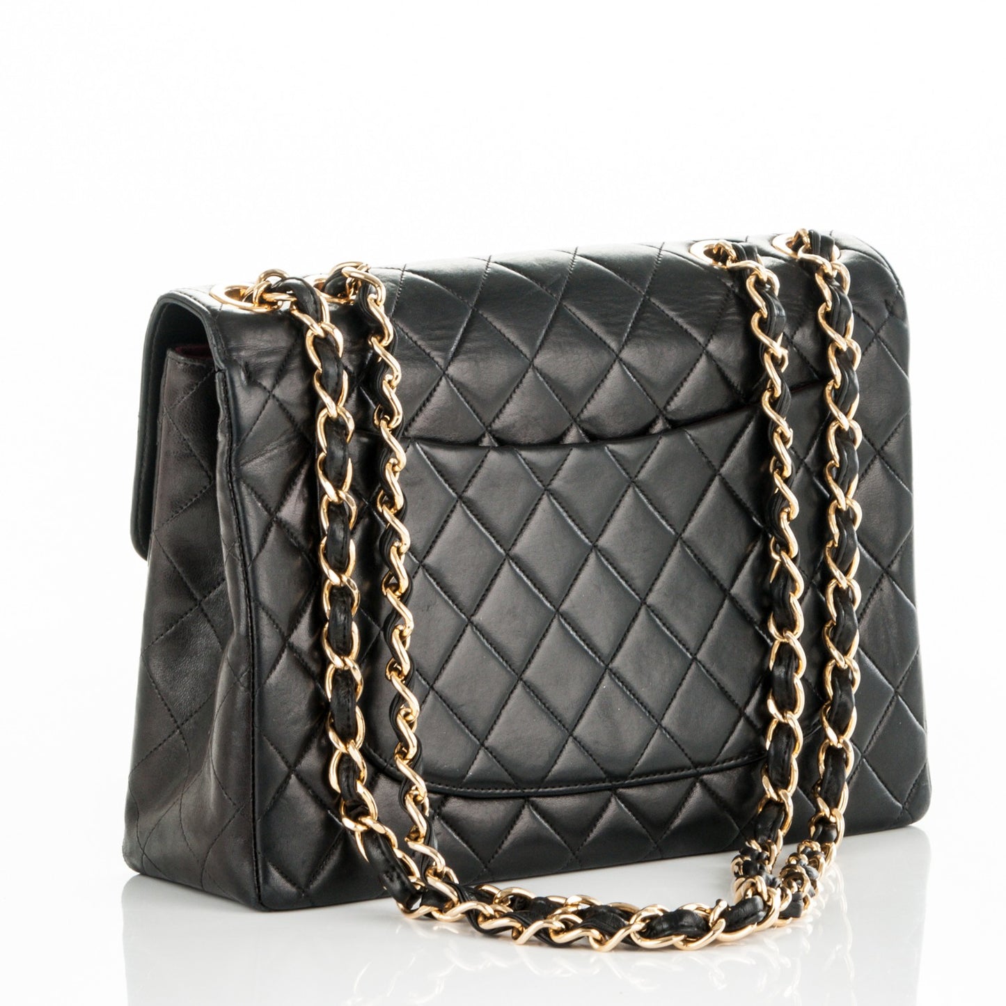 Lambskin Quilted Jumbo Single Flap Black