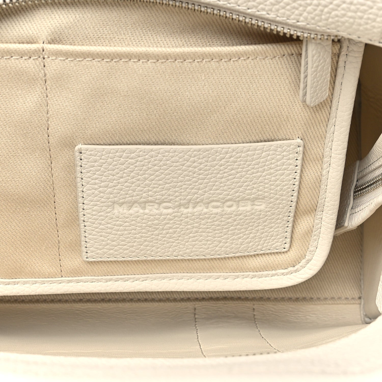 Marc Jacobs Grained Calfskin Medium The Tote Bag Cotton Silver 6 of 9