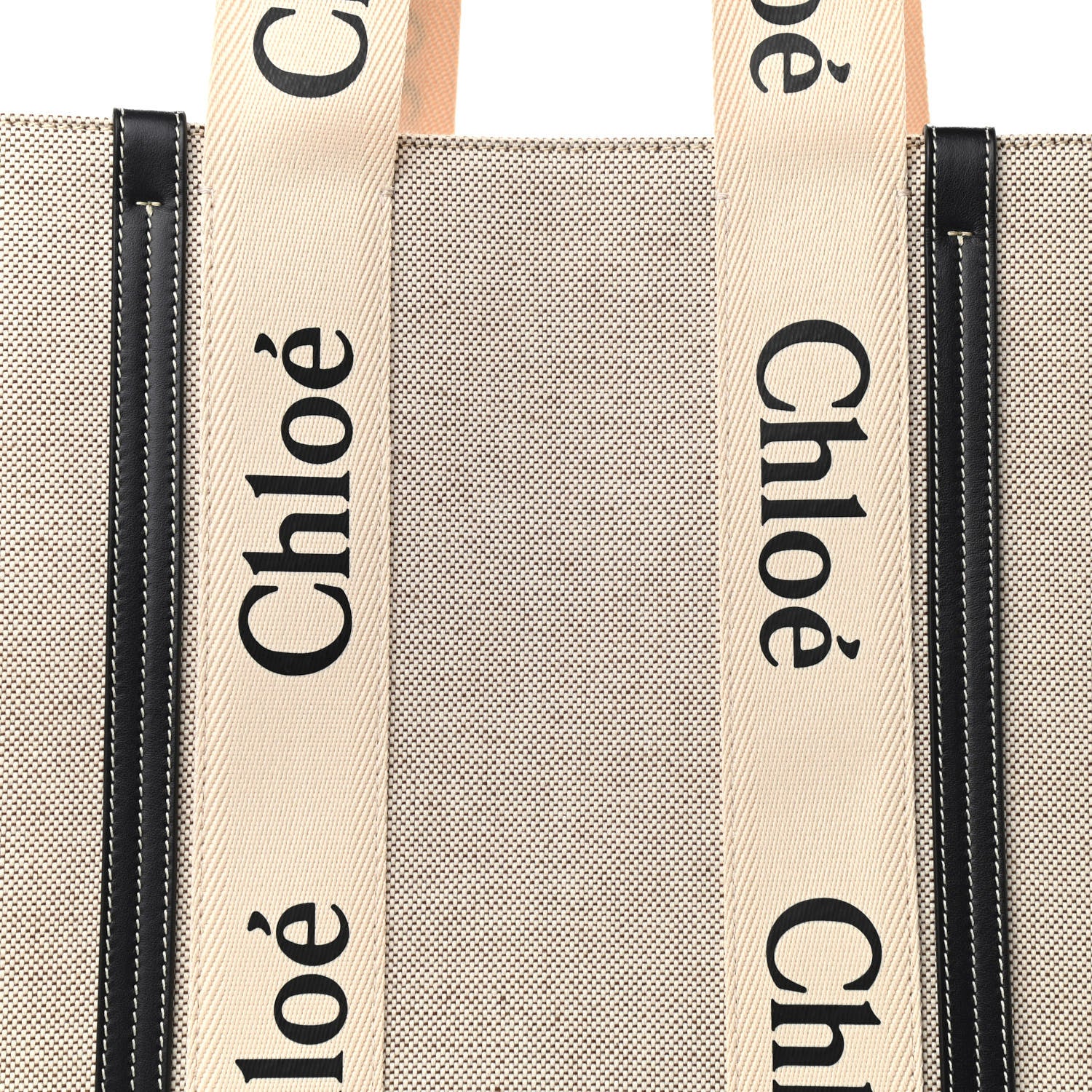 Chloe Cotton Calfskin Large Woody Ribbon Tote White Blue 8 of 11